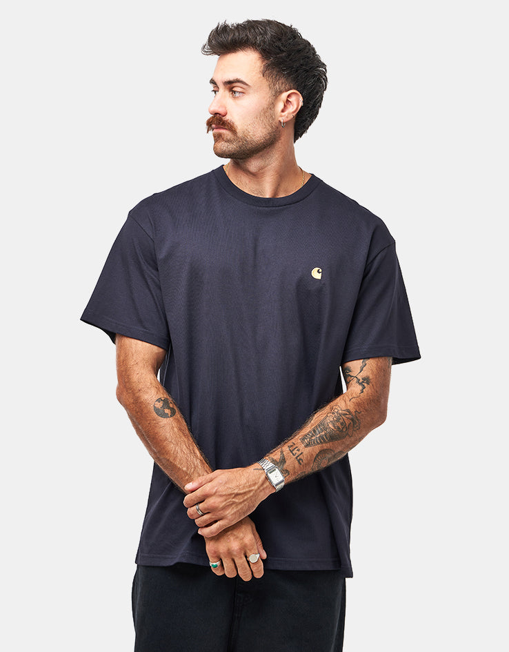 C WIP S/S Chase T-Shirt - Dark Navy/Gold