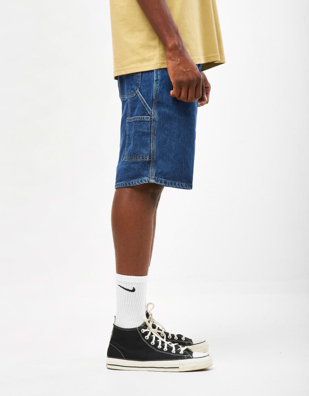 C WIP Single Knee Shorts - Blue (Stone Washed)