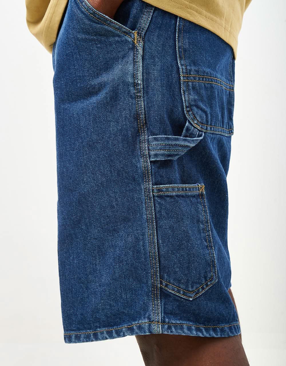 C WIP Single Knee Shorts - Blue (Stone Washed)