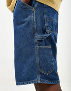 C WIP Single Knee Shorts - Blue (Stone Washed)