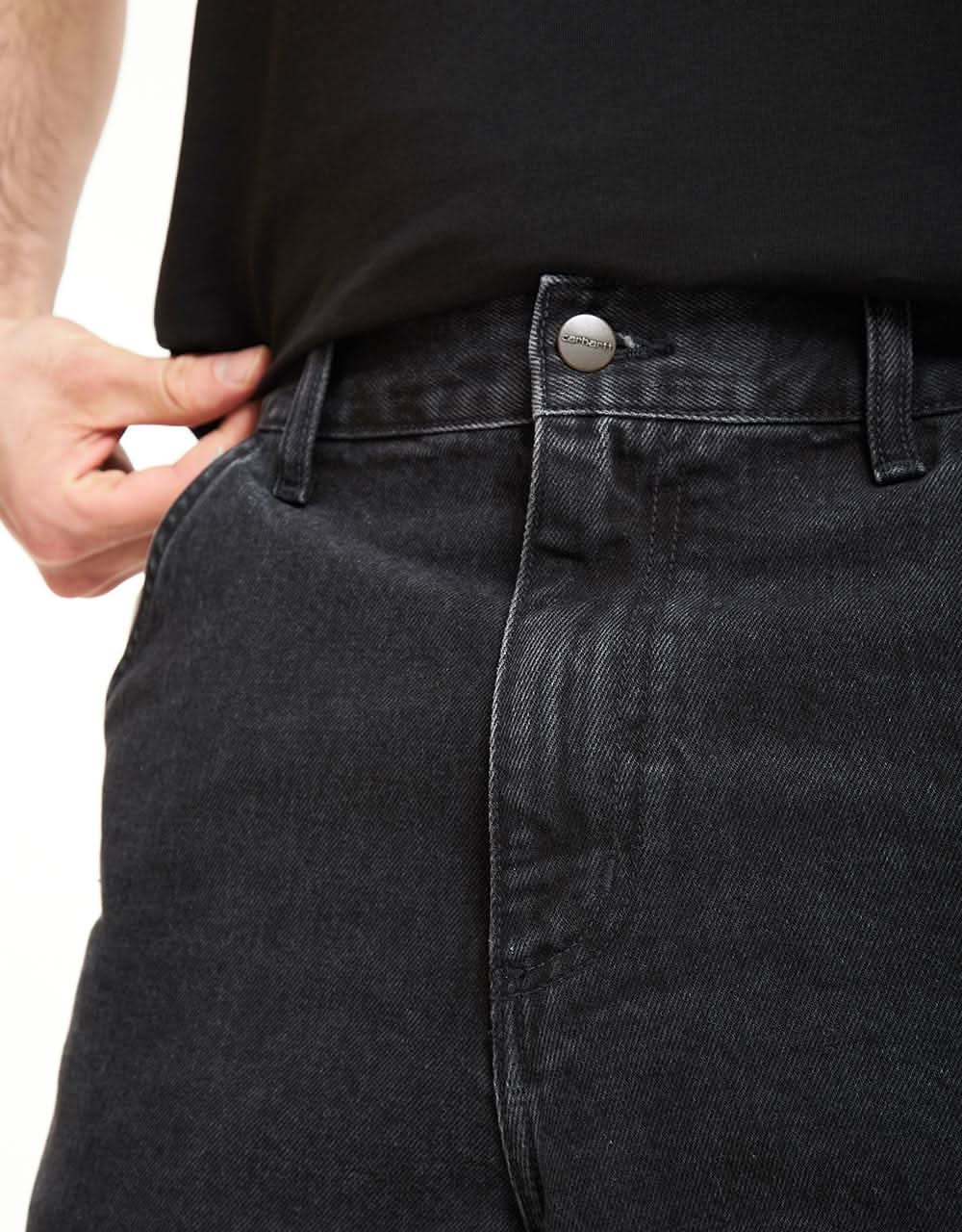 C WIP Single Knee Shorts - Black (Stone Washed)