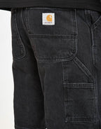 C WIP Single Knee Shorts - Black (Stone Washed)