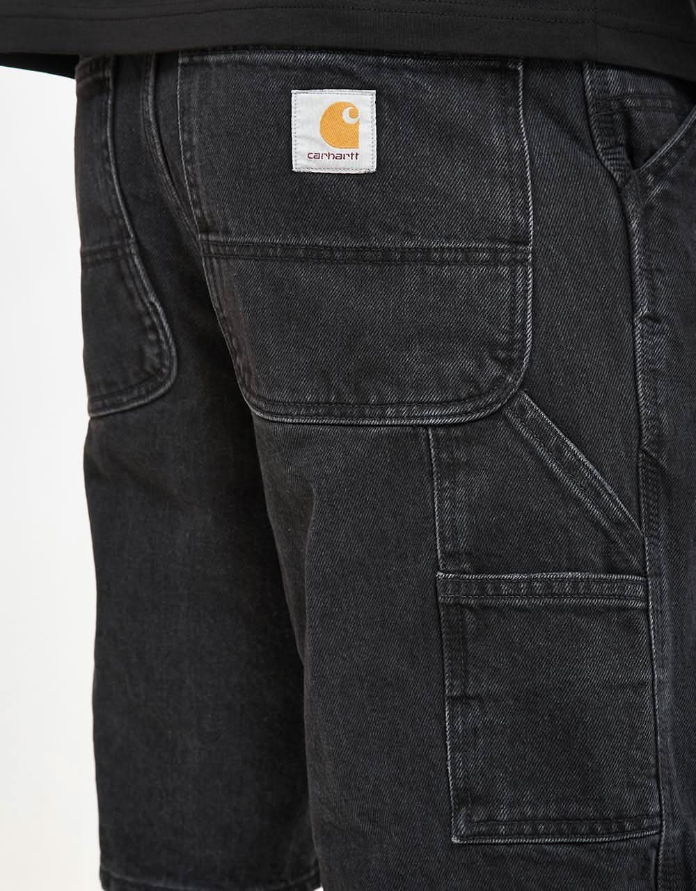 C WIP Single Knee Shorts - Black (Stone Washed)