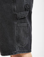 C WIP Single Knee Shorts - Black (Stone Washed)