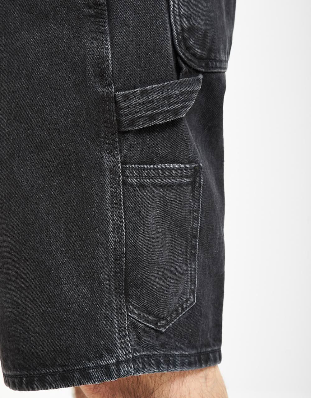 C WIP Single Knee Shorts - Black (Stone Washed)
