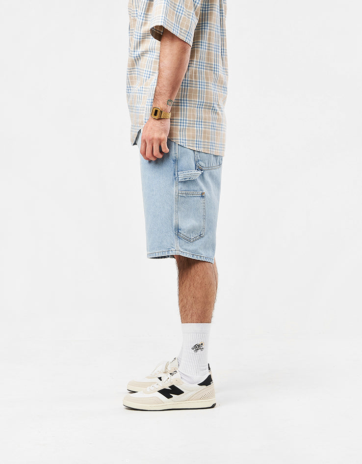 C WIP Single Knee Shorts - Blue (Heavy Stone Bleached)