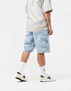C WIP Single Knee Shorts - Blue (Heavy Stone Bleached)
