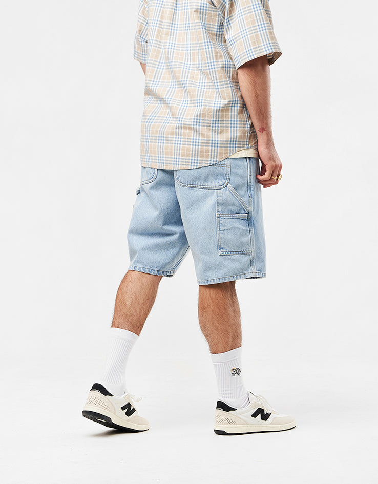 C WIP Single Knee Shorts - Blue (Heavy Stone Bleached)