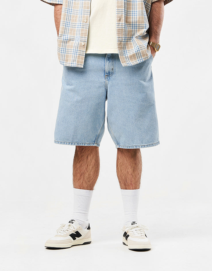 C WIP Single Knee Shorts - Blue (Heavy Stone Bleached)