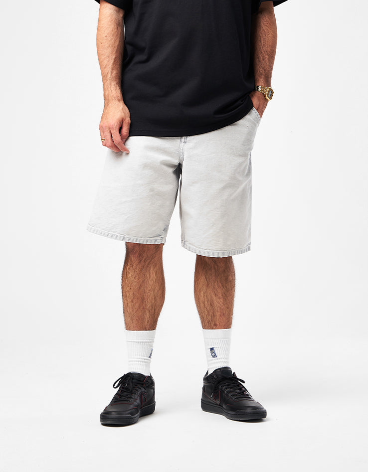 C WIP Single Knee Canvas Shorts - Black (Chalk Wash)