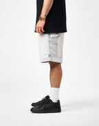 C WIP Single Knee Canvas Shorts - Black (Chalk Wash)