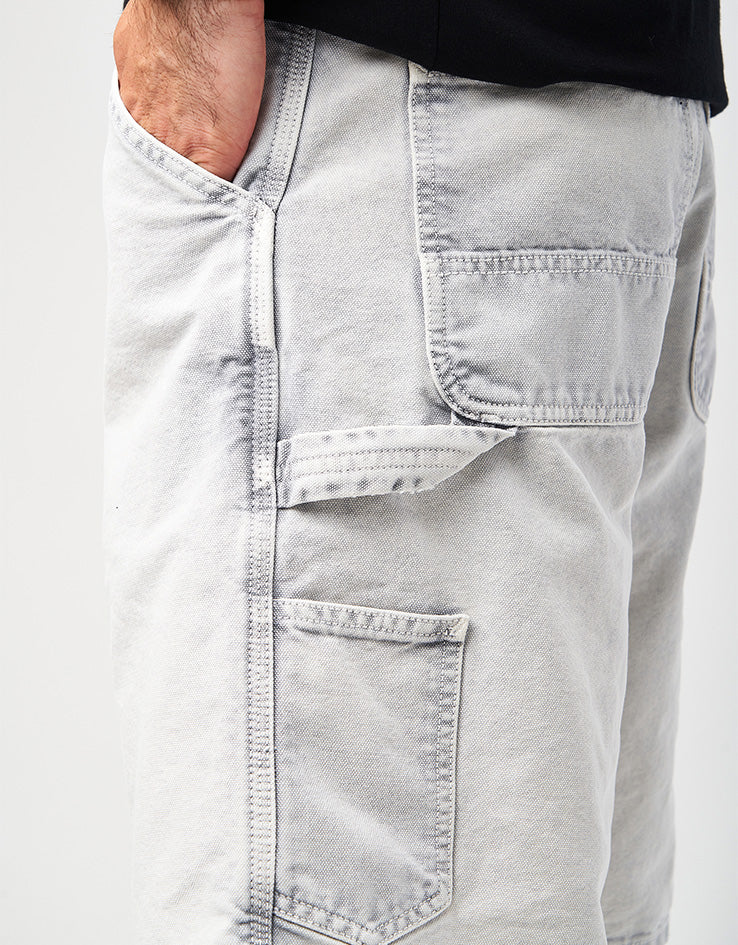 C WIP Single Knee Canvas Shorts - Black (Chalk Wash)