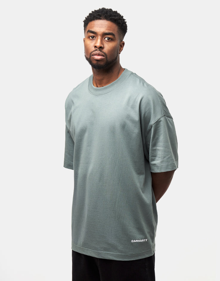 C WIP S/S Link Script T-Shirt - Velvet Green/White
