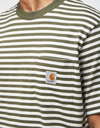 C WIP S/S Ezra Pocket T-Shirt - Ezra Stripe/Leaf/Wax