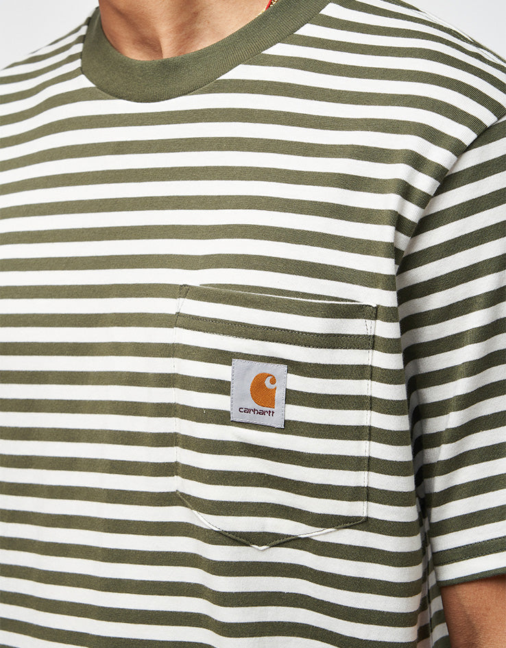 C WIP S/S Ezra Pocket T-Shirt - Ezra Stripe/Leaf/Wax
