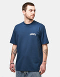 C WIP S/S University Script T-Shirt - Blue River/White