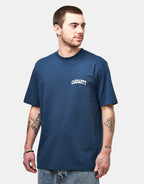 C WIP S/S University Script T-Shirt - Blue River/White