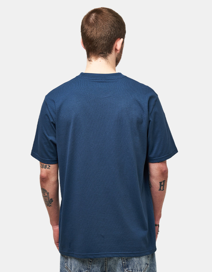 C WIP S/S University Script T-Shirt - Blue River/White
