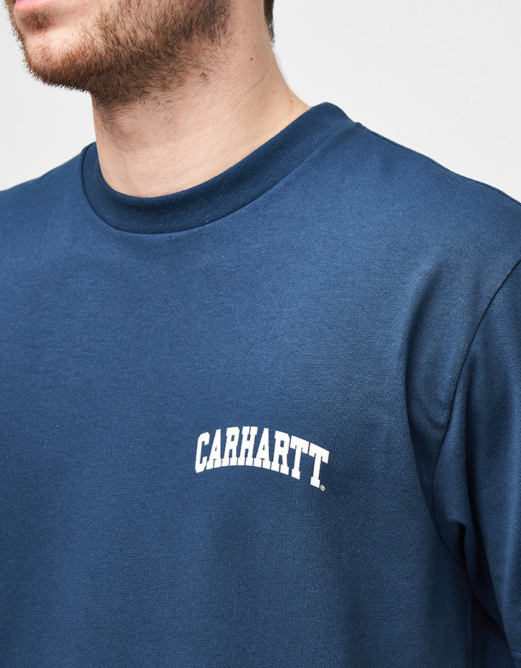 C WIP S/S University Script T-Shirt - Blue River/White