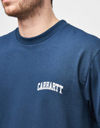C WIP S/S University Script T-Shirt - Blue River/White