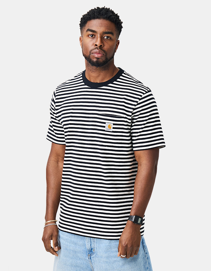 C WIP S/S Ezra Pocket T-Shirt - Ezra Stripe/Black/Wax