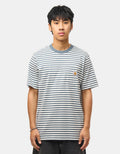 C WIP S/S Ezra Pocket T-Shirt - Ezra Stripe/Cozy Blue/Wax