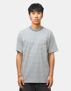 C WIP S/S Ezra Pocket T-Shirt - Ezra Stripe/Cozy Blue/Wax