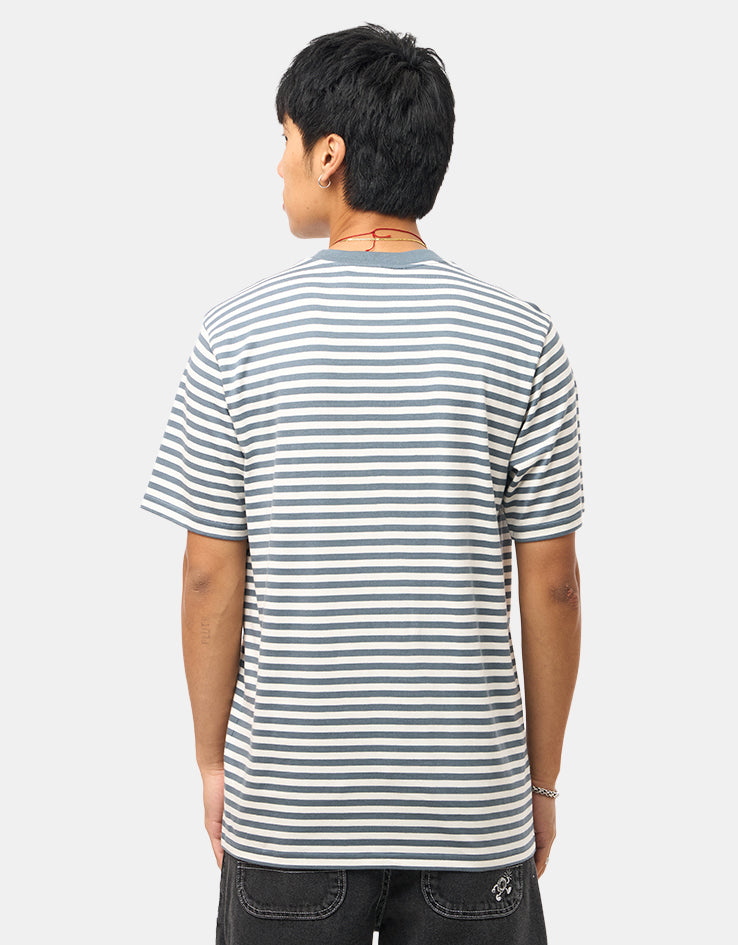 C WIP S/S Ezra Pocket T-Shirt - Ezra Stripe/Cozy Blue/Wax