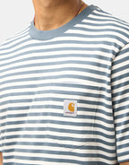 C WIP S/S Ezra Pocket T-Shirt - Ezra Stripe/Cozy Blue/Wax