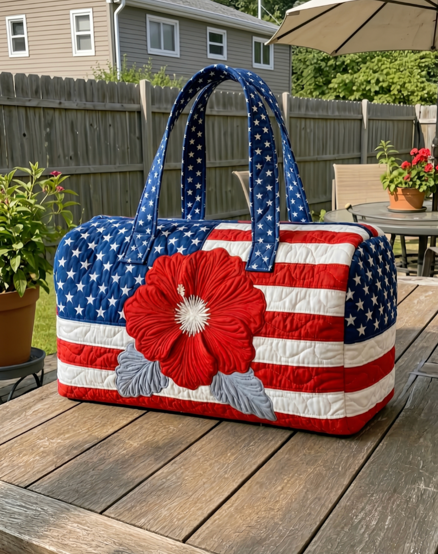 Handmade quilted usa tote bag