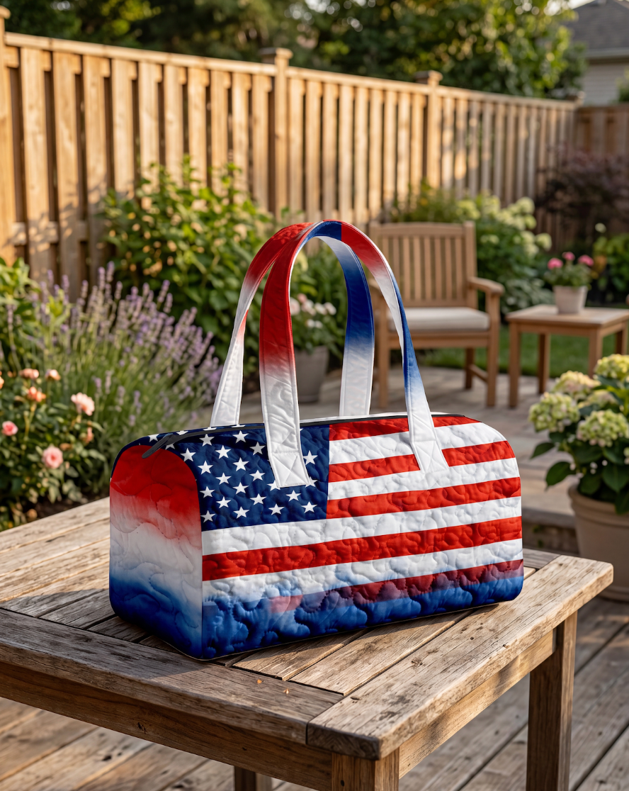 Handmade quilted usa tote bag