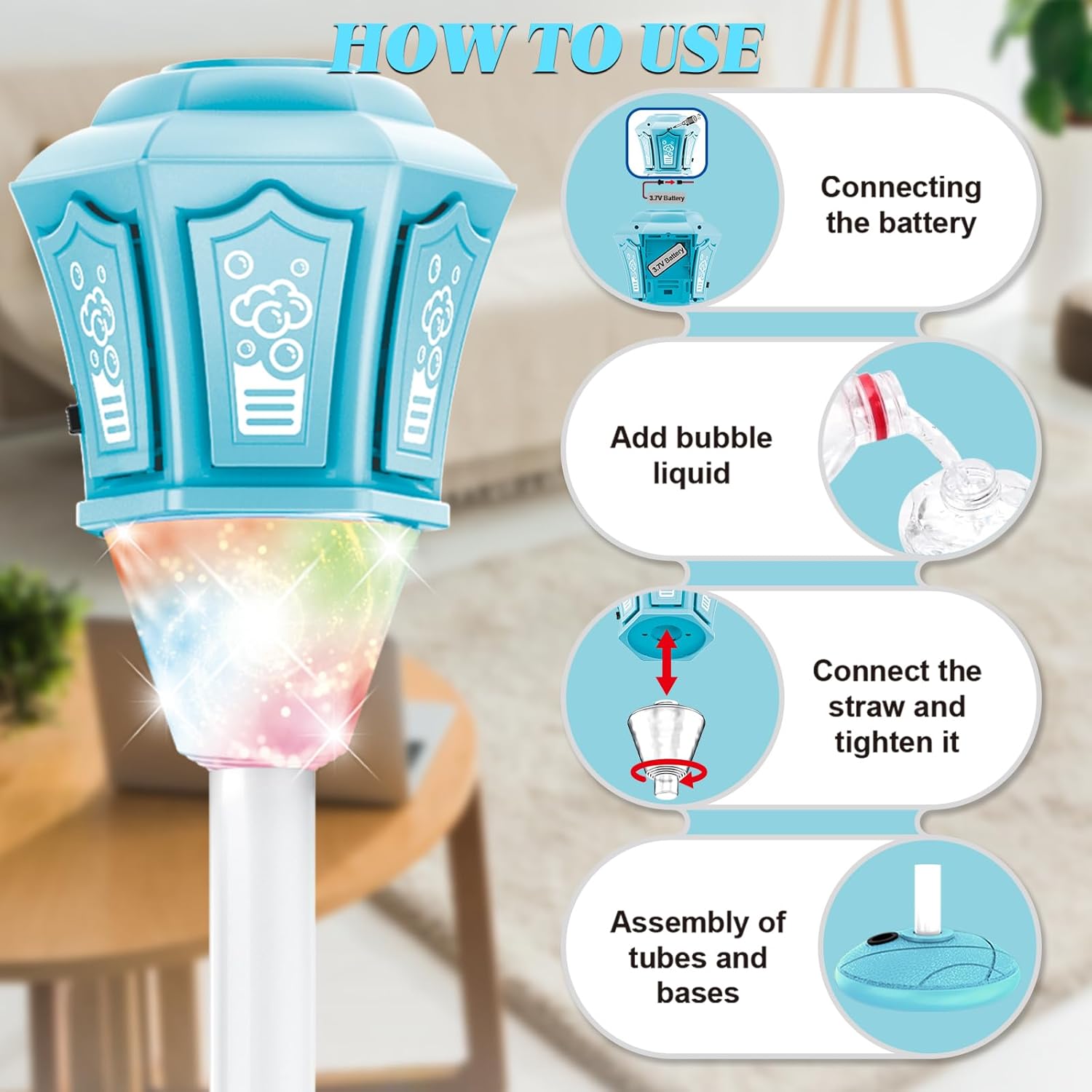 Bubble Maker Stand Machine with Lights and Music for Outdoor