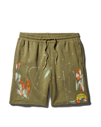 PAINT SPLAT KNIT SHORTS (GREEN)